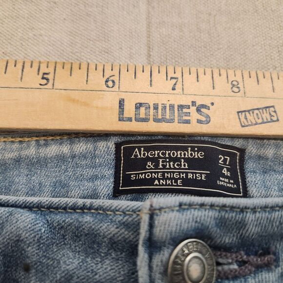 Abercrombie & Fitch Jeans Womens 27/4 Blue Simone High Rise Ankle Stretch 27x27 - Picture 9 of 14
